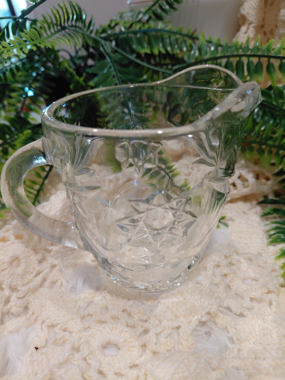 Anchor Hocking Clear Patterned Glass Creamer Pitcher